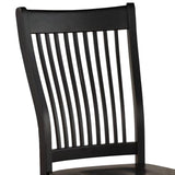 Benzara Wooden Side Chair with Slatted Backrest, Set of 2, Black BM186186 Black Solid wood BM186186