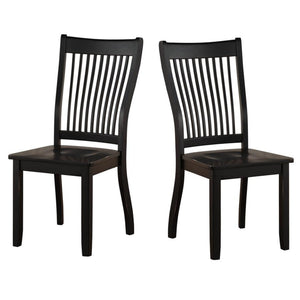 Benzara Wooden Side Chair with Slatted Backrest, Set of 2, Black BM186186 Black Solid wood BM186186