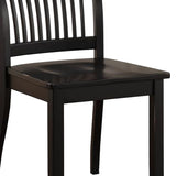 Benzara Wooden Side Chair with Slatted Backrest, Set of 2, Black BM186186 Black Solid wood BM186186