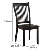 Benzara Wooden Side Chair with Slatted Backrest, Set of 2, Black BM186186 Black Solid wood BM186186