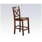 Benzara Wooden Counter Height Chair with Cross Back, Set of 2, Cherry Brown BM186213 Brown Wood BM186213