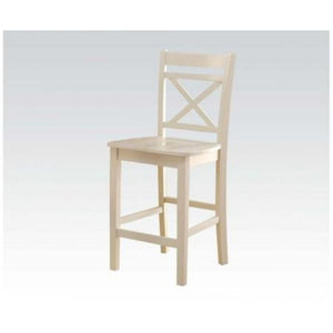 Benzara Transitional style Wooden Counter Height Chair with Cross Back, Set of 2, Cream BM186214 Cream Wood BM186214