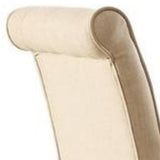 Benzara Fabric Upholstered Rolled Back Side Chair, Set of 2, Beige BM186218 Beige Solid wood, Fabric BM186218