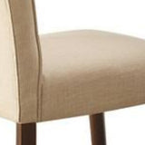 Benzara Fabric Upholstered Rolled Back Side Chair, Set of 2, Beige BM186218 Beige Solid wood, Fabric BM186218