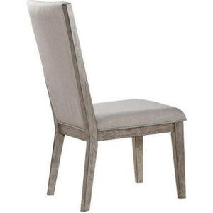 Benzara Slanted Elongated Back Side Chair, Set of 2, Gray BM186223 Gray Solid wood, Fabric BM186223