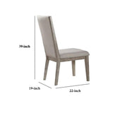 Benzara Slanted Elongated Back Side Chair, Set of 2, Gray BM186223 Gray Solid wood, Fabric BM186223