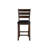 Benzara Ladder Back Counter Height Chairs with Leatherette Seat, Set of 2, Brown BM186229 Brown Solid wood, Leatherette BM186229