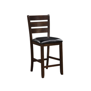Benzara Ladder Back Counter Height Chairs with Leatherette Seat, Set of 2, Brown BM186229 Brown Solid wood, Leatherette BM186229