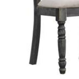 Benzara Wooden Side Chair with Turned Legs, Set of 2, Gray BM186230 Gray Solid wood, Fabric, MDF BM186230