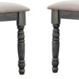 Benzara Wooden Side Chair with Turned Legs, Set of 2, Gray BM186230 Gray Solid wood, Fabric, MDF BM186230