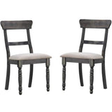Wooden Side Chair with Turned Legs, Set of 2, Gray