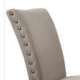 Benzara Fabric Flared Back Side Chair with Nailhead Trim, Set of 2, Gray BM186232 Gray Solid wood, MDF, Veneer BM186232