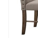 Benzara Fabric Flared Back Side Chair with Nailhead Trim, Set of 2, Gray BM186232 Gray Solid wood, MDF, Veneer BM186232