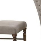 Benzara Fabric Flared Back Side Chair with Nailhead Trim, Set of 2, Gray BM186232 Gray Solid wood, MDF, Veneer BM186232