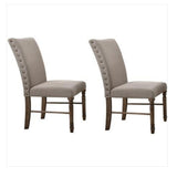 Fabric Flared Back Side Chair Set of 2 - Elegant Gray Upholstered Design with Nailhead Trim