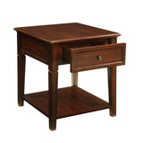 Benzara Wooden End Table with One Drawer and One Shelf, Walnut Brown BM186247 Brown Wood BM186247