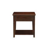 Benzara Wooden End Table with One Drawer and One Shelf, Walnut Brown BM186247 Brown Wood BM186247