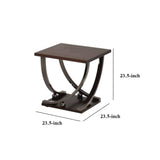 Benzara 23 Inch Wood Top End Table with Curved Metal Legs,Dark Brown BM186254 Brown Solid Wood, Metal BM186254