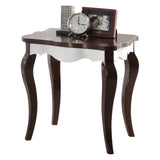 Benzara Wooden End Table with Cabriole Legs, White and Walnut Brown BM186267 White and Brown Wood BM186267