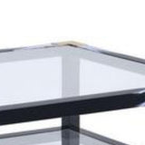 Benzara 34 Inch Glass Top Rectangular Metal Coffee Table, Black BM186275 Black Metal, Glass BM186275