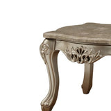 Benzara Marble Top Wooden End Table with Queen Anne Style Legs, Champagne Gold BM186280 Gold Wood and Marble BM186280