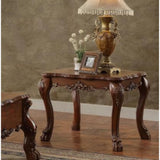 Benzara Traditional Wooden End Table with Claw Feet, Cherry Oak Brown BM186281 Brown Wood BM186281