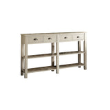 Benzara 35 Inch Wooden Console Table with 4 Drawers and 2 Shelves, Cream BM186297 Cream Solid Wood BM186297