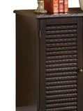 Benzara Double Door Solid Wood Shoe Cabinet with Blocked Panel Feet, Espresso Brown BM186394 Brown Solid Wood Wood Veneer Metal BM186394