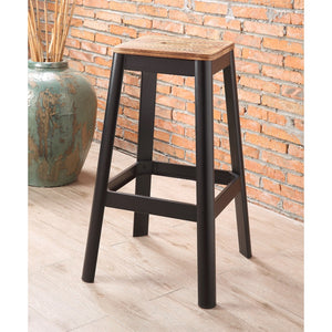 Benzara Industrial Style Metal Frame and Wooden Bar Stool, Brown and Black BM186909 Brown and Black Metal and Wood BM186909