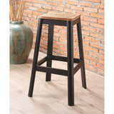 Benzara Industrial Style Metal Frame and Wooden Bar Stool, Brown and Black BM186909 Brown and Black Metal and Wood BM186909