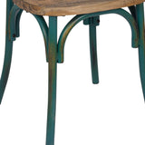 Benzara 35" Wood and Metal Side Chair, Brown and Turquoise BM186925 Brown and Blue Metal and Wood BM186925