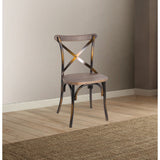 Benzara Industrial Style Wood and Metal Armless Side Chair, Brown and Copper BM186926 Brown and Copper Metal and Wood BM186926