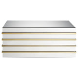 Benzara Rectangular Metal and Mirror Coffee Table, Silver and Gold BM186939 Silver and Gold Solid Wood, Metal and Mirror BM186939