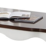 Benzara 18" Rectangular Saber Leg Wooden Coffee Table, Brown and White BM186963 Brown and White Solid Wood, Veneer BM186963