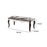 Benzara 18" Rectangular Saber Leg Wooden Coffee Table, Brown and White BM186963 Brown and White Solid Wood, Veneer BM186963