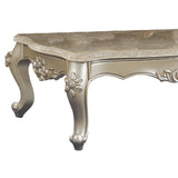 Benzara 20" Carved Wooden Coffee Table with Marble Top, Silver BM186974 Silver Solid Wood, Marble BM186974