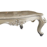 Benzara 20" Carved Wooden Coffee Table with Marble Top, Silver BM186974 Silver Solid Wood, Marble BM186974