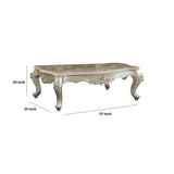 Benzara 20" Carved Wooden Coffee Table with Marble Top, Silver BM186974 Silver Solid Wood, Marble BM186974