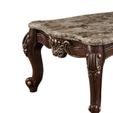 Benzara Traditional Style Rectangular Wood and Marble Coffee Table, Brown BM186977 Brown Marble and Wood BM186977