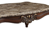 Benzara Traditional Style Rectangular Wood and Marble Coffee Table, Brown BM186977 Brown Marble and Wood BM186977