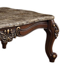 Benzara Traditional Style Rectangular Wood and Marble Coffee Table, Brown BM186977 Brown Marble and Wood BM186977