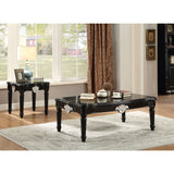 Benzara Traditional Rectangular Wooden Coffee Table with Scalloped Top, Black  BM186984 Black  Wood BM186984