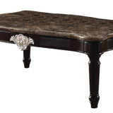 Benzara 21" Rectangular Textured Marble Top Coffee Table, Brown BM186985 Brown Marble, Solid Wood BM186985