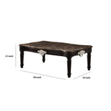 Benzara 21" Rectangular Textured Marble Top Coffee Table, Brown BM186985 Brown Marble, Solid Wood BM186985