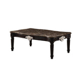 Benzara 21" Rectangular Textured Marble Top Coffee Table, Brown BM186985 Brown Marble, Solid Wood BM186985