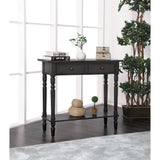 Benzara Wooden Two Drawer and One Bottom Shelf Server with Turned Feet, Gary BM187166 Gray Wood and Metal BM187166