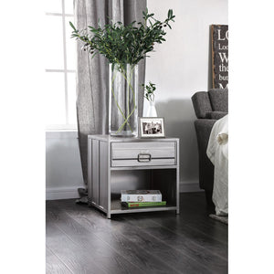 Benzara Industrial Style Metal Nightstand with Drawer and Bottom Shelf, Gray BM187265 Gray Metal BM187265