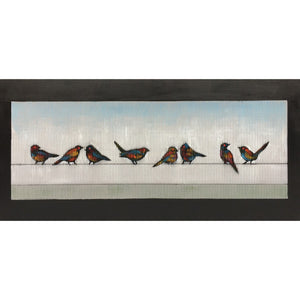 Benzara Rectangular Canvas Oil Painting with Sitting Birds Design, Multicolor BM187404 Multicolor Wood Canvas Oil BM187404