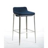 Benzara Fabric Upholstered Metal Bar Stool, Blue and Silver BM187438 Blue Metal fabric BM187438