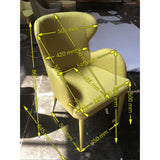 Benzara Fabric Upholstered Wing Back Design Dining Chair with High Curvy Arms, Yellow BM187463 Yellow Fabric and Metal BM187463